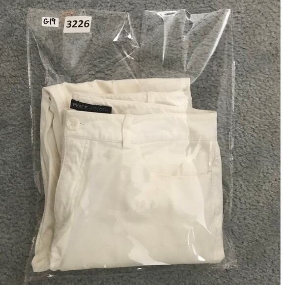 Peace Of Cloth Pants Womens Size 8 White Stretch Straight Cut Flat Front - Picture 7 of 7